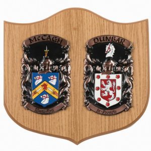 Double Coat of Arms Oak Shield - Family Coat of Arms - Hall of Names