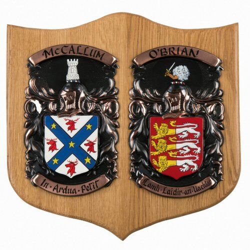 Double Coat of Arms Oak Shield - Family Coat of Arms - Hall of Names