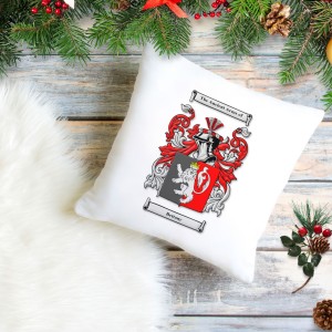 A cushion with coat of arms makes a great personalised gift for under £25.